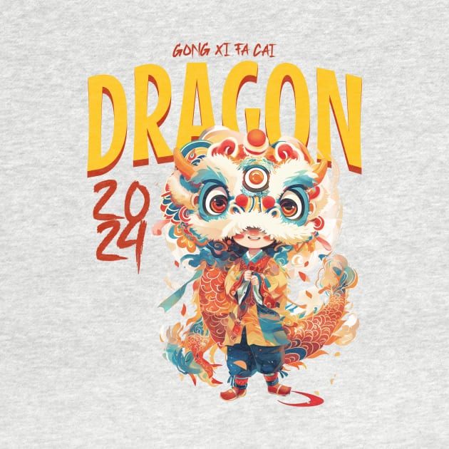 Chinese New Year Dragon Dance Boy Tee: Gong Xi Fa Cai 2024! by YUED